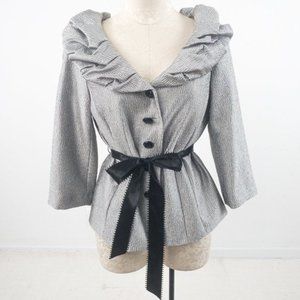Vintage 80s M Metallic Crinkle Formal Blazer Silve